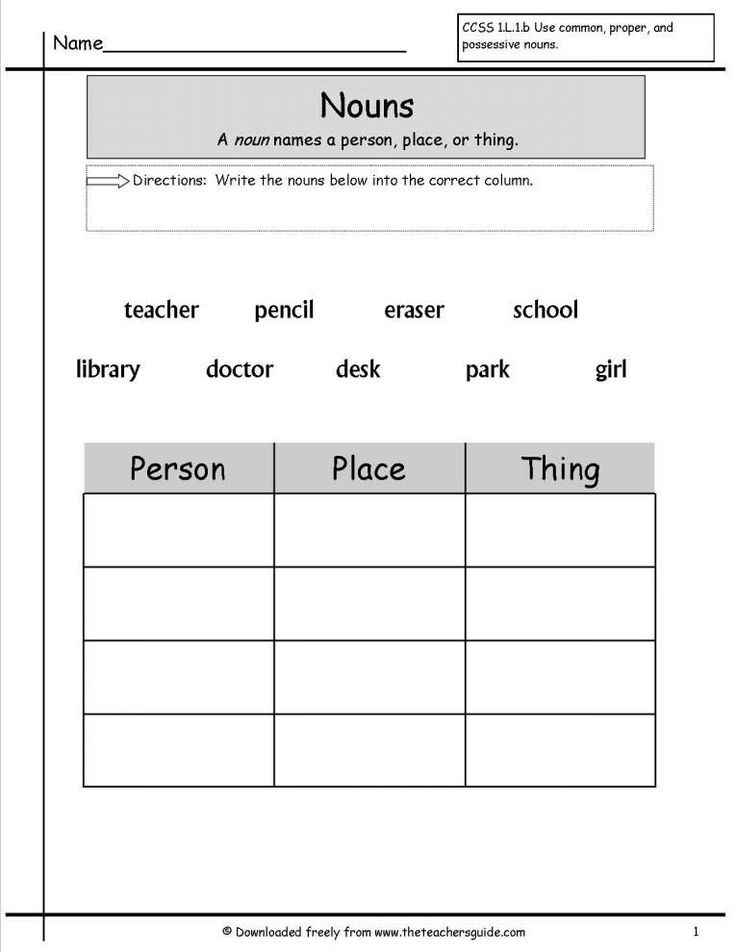 20 English Worksheets For Grade 1 Noun