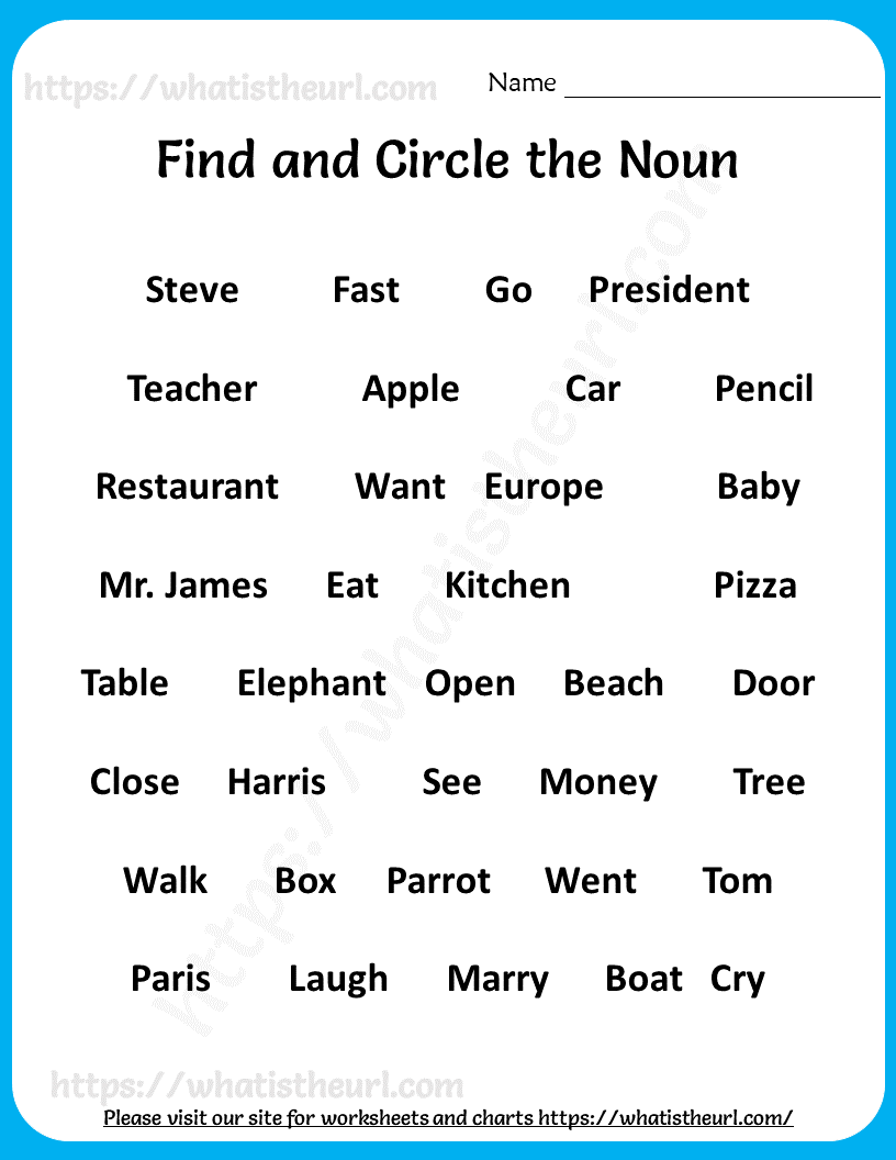 20 English Worksheets For Grade 1 Noun
