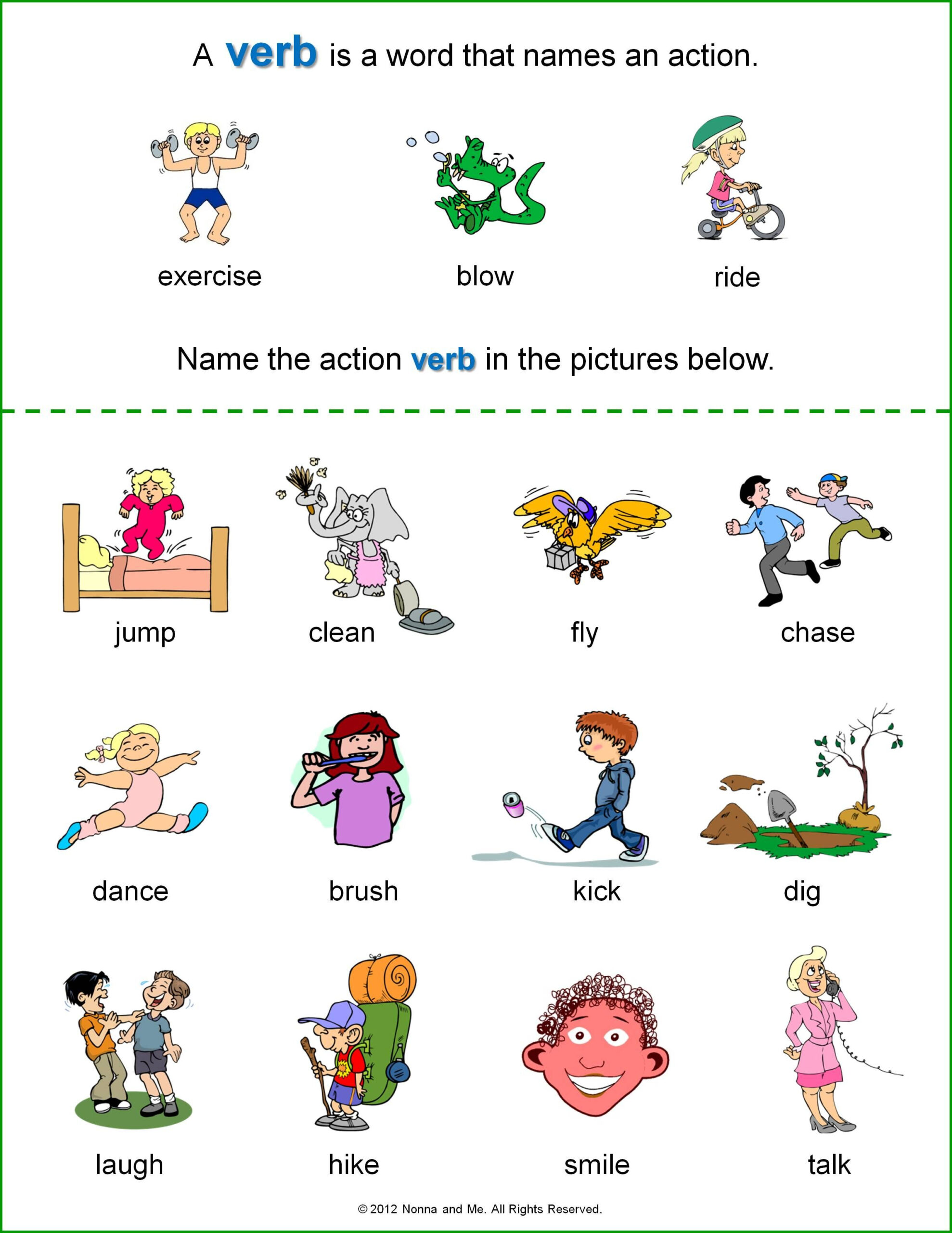 20 English Worksheets For Kindergarten Verbs