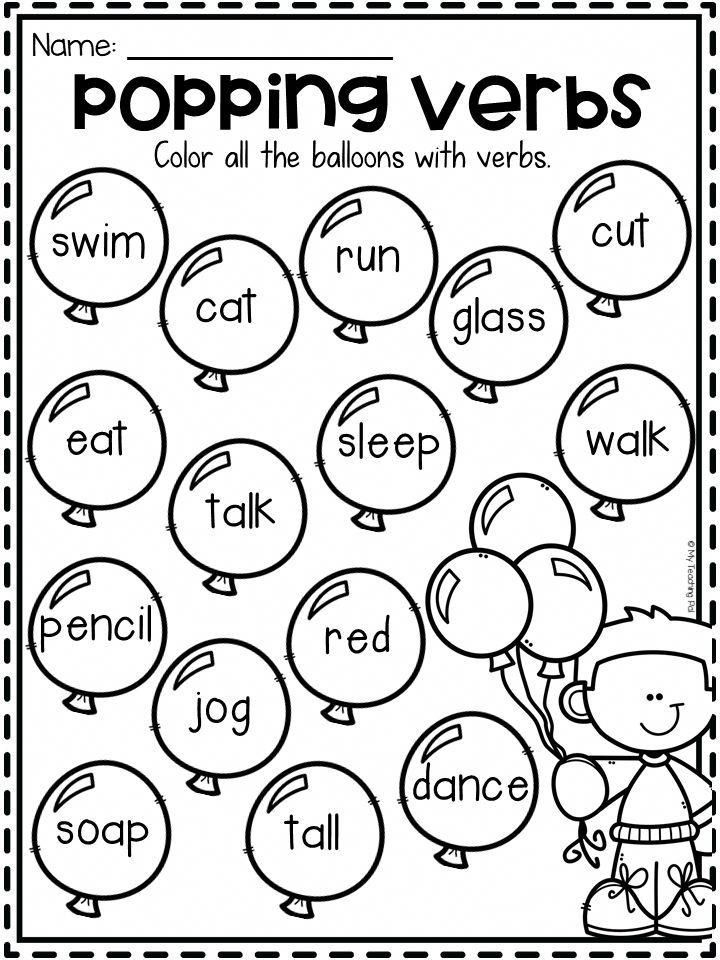 20 English Worksheets For Kindergarten Verbs