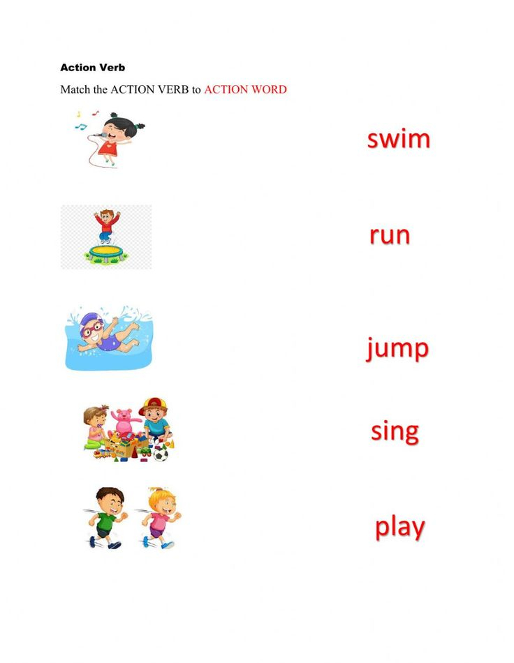 20 English Worksheets For Kindergarten Verbs