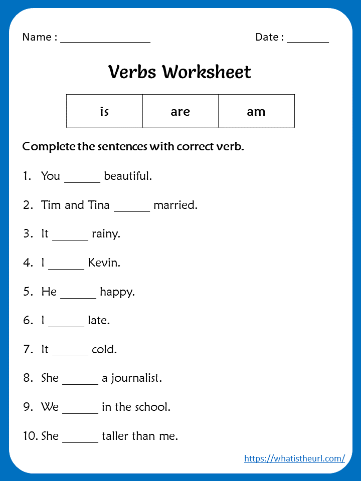 20 English Worksheets For Kindergarten Verbs