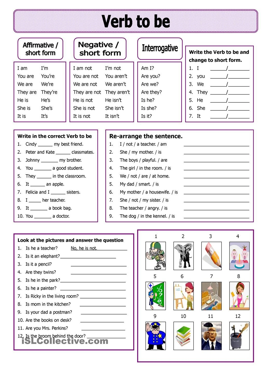 20 English Worksheets For Kindergarten Verbs