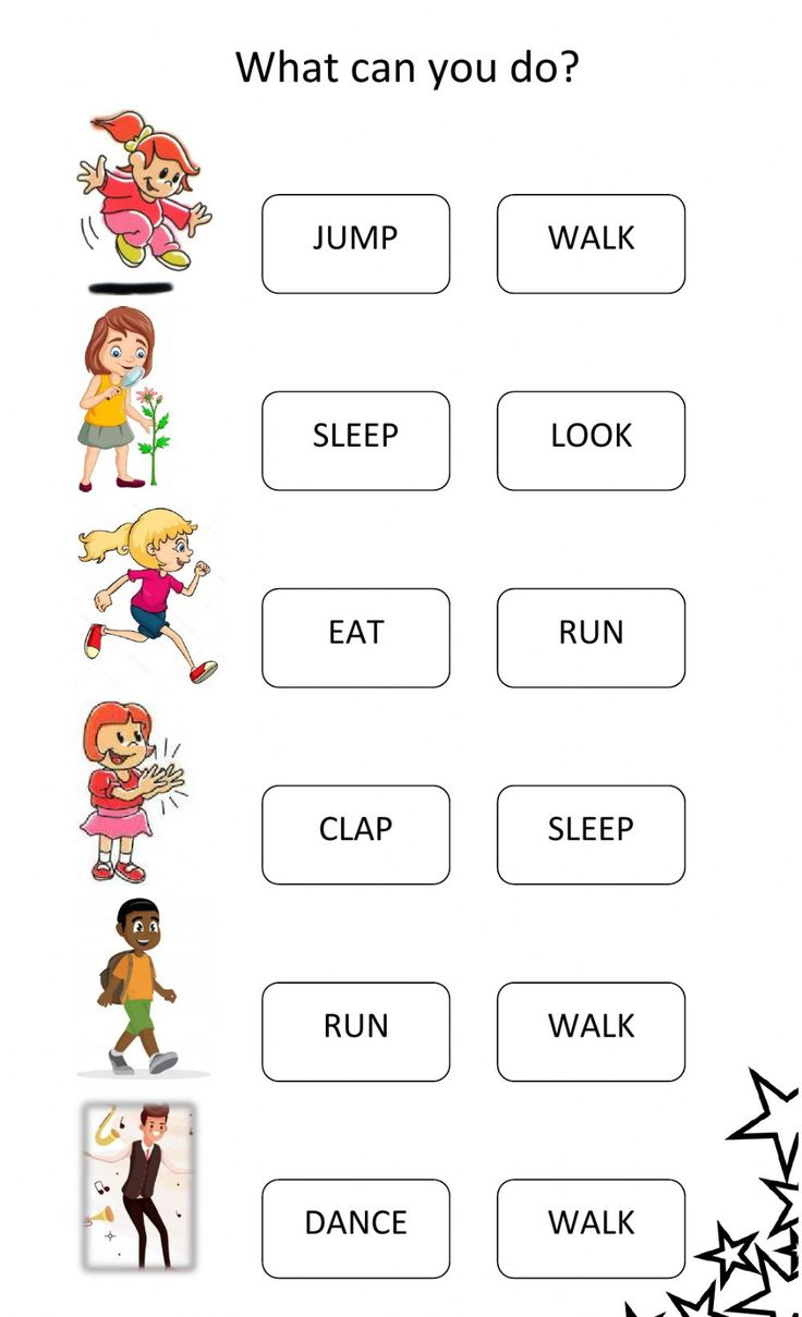 20 English Worksheets For Kindergarten Verbs