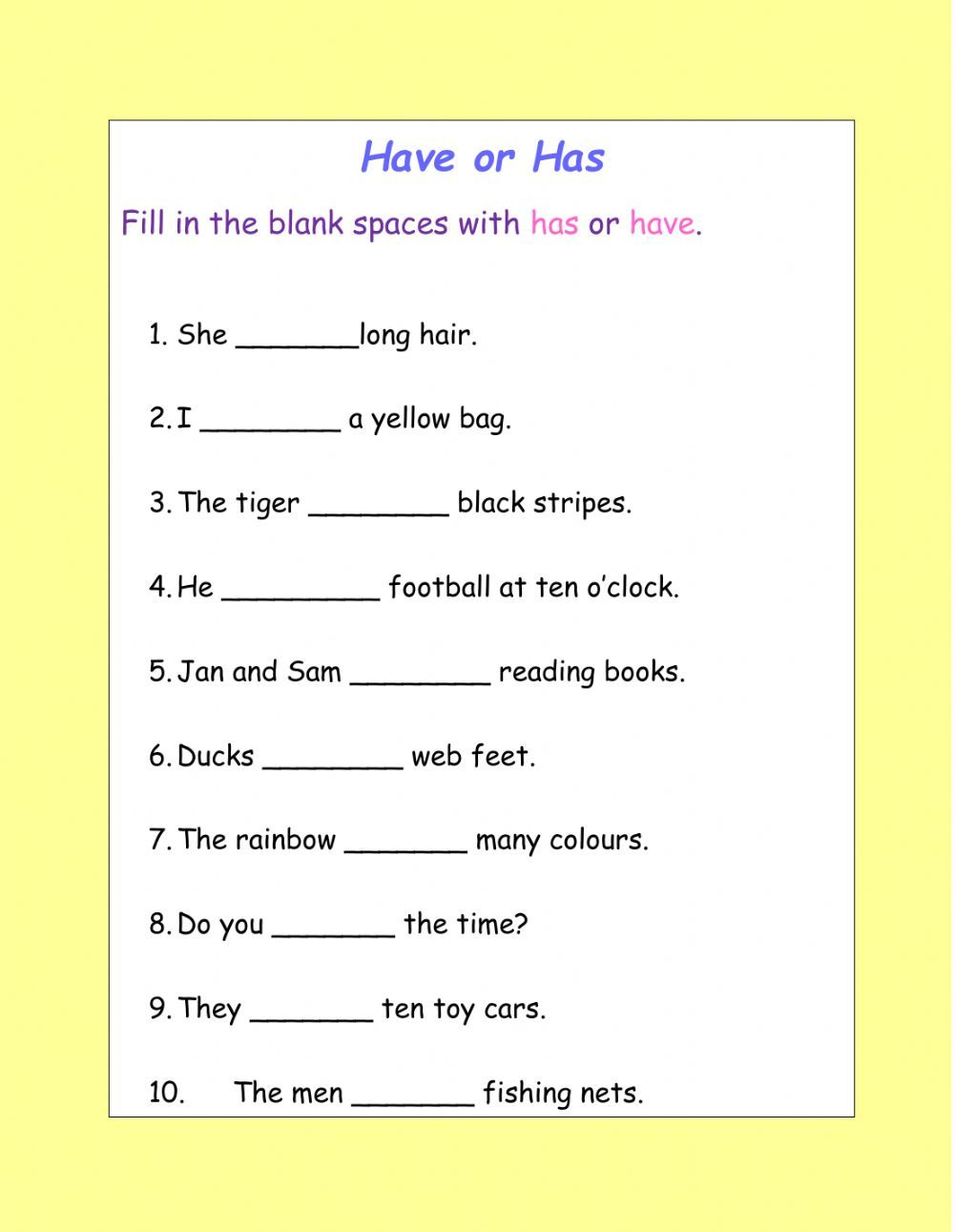 20 English Worksheets For Kindergarten Verbs