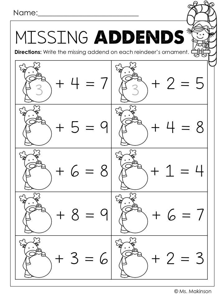 20 Free Christmas Math Worksheets 1St Grade