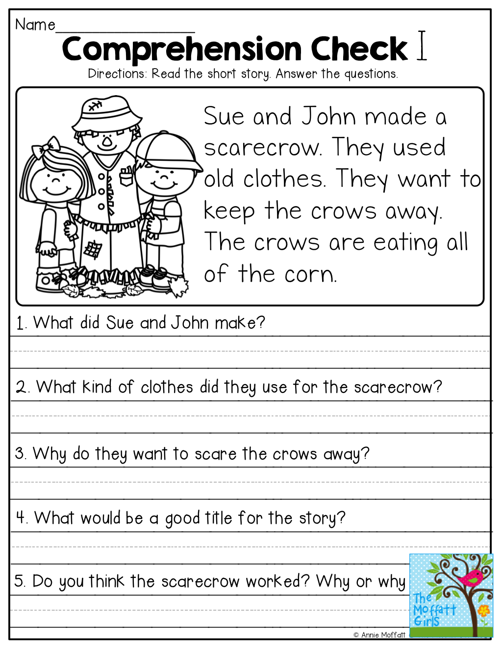 20 Free Reading Comprehension Worksheets 1St Grade