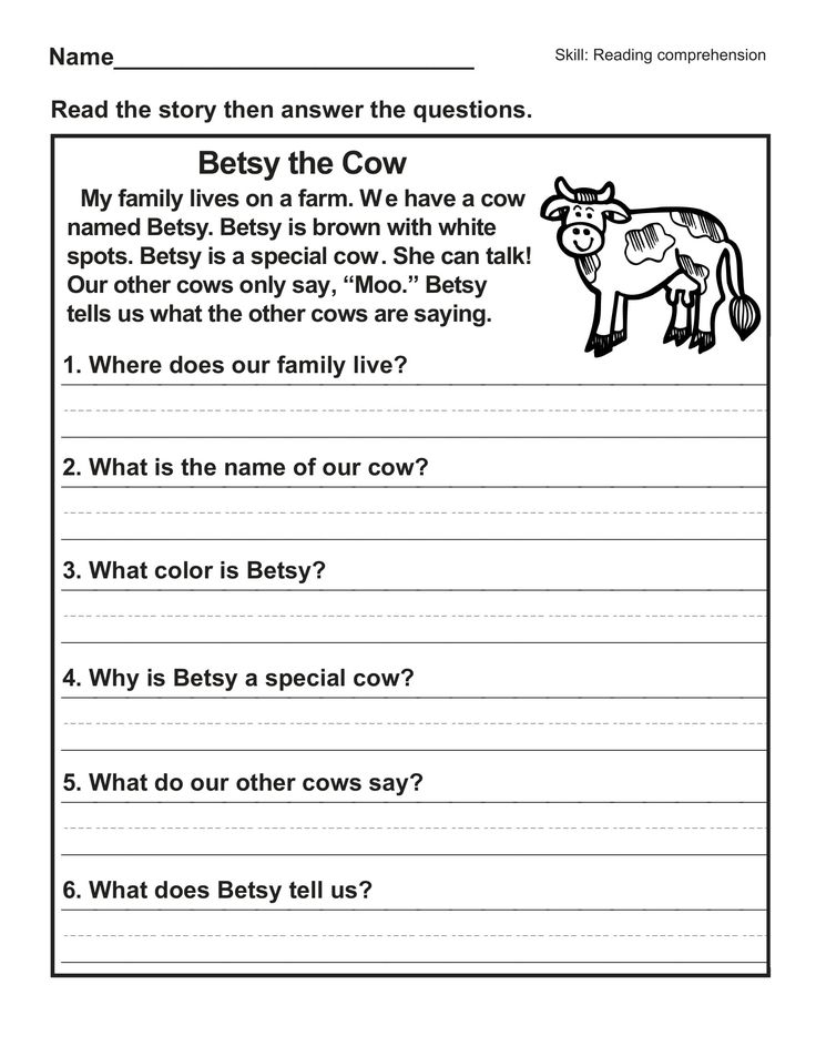 20 Free Reading Comprehension Worksheets 1St Grade