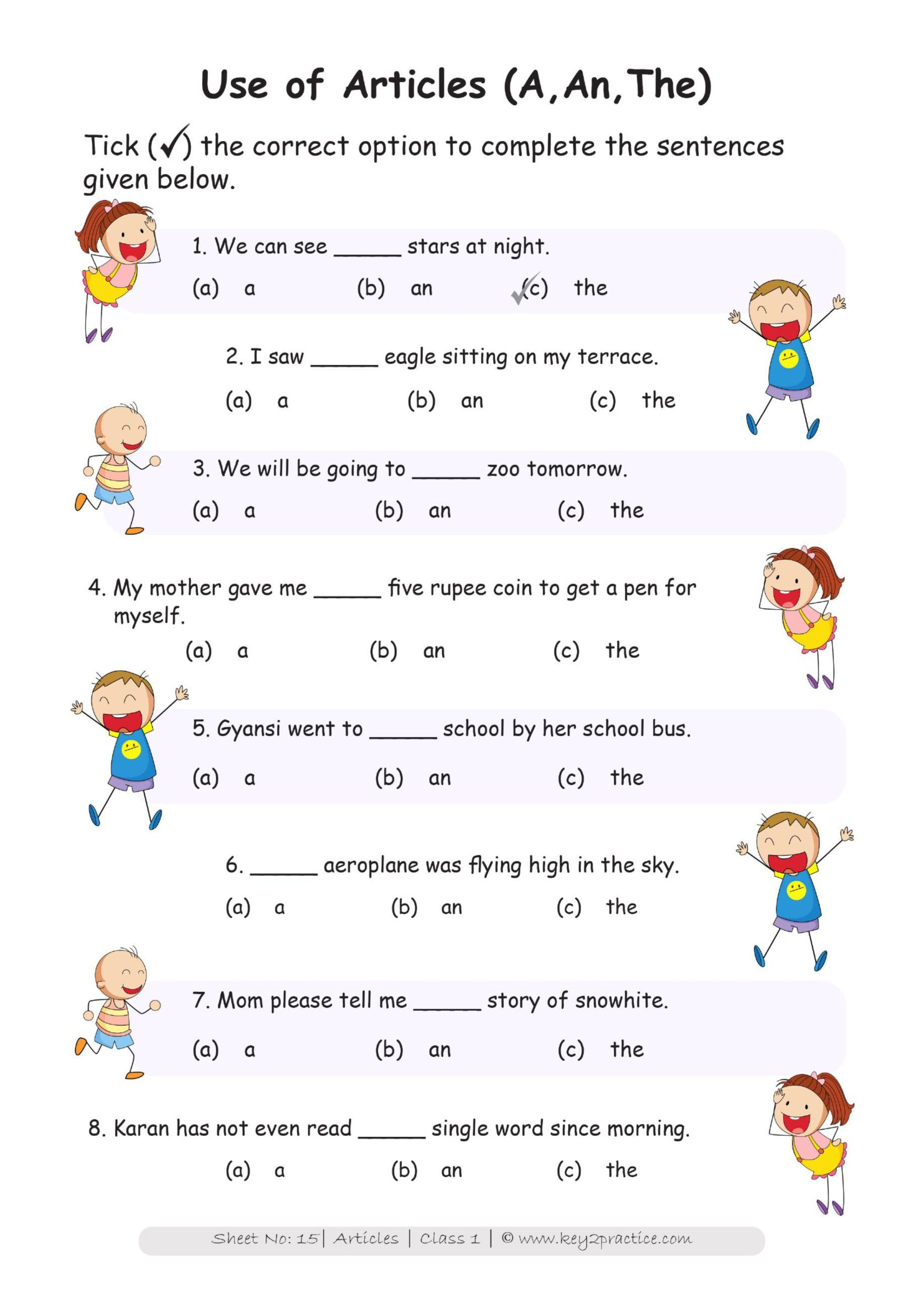 20 Grade 1 English Worksheets for Kids Grammar