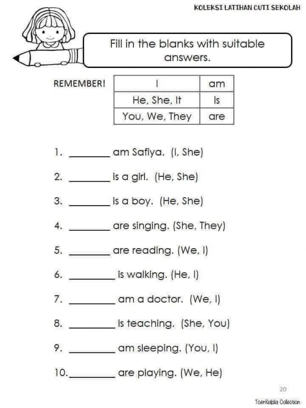 20 Grade 1 English Worksheets for Kids Grammar