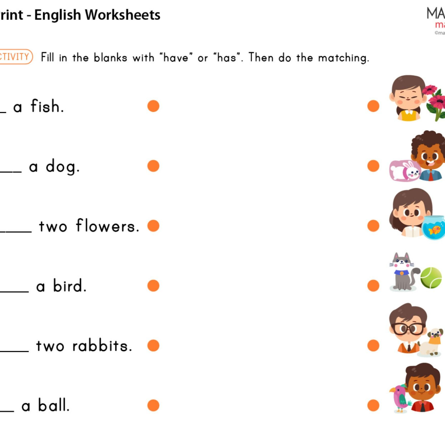 20 Grade 1 English Worksheets for Kids Grammar