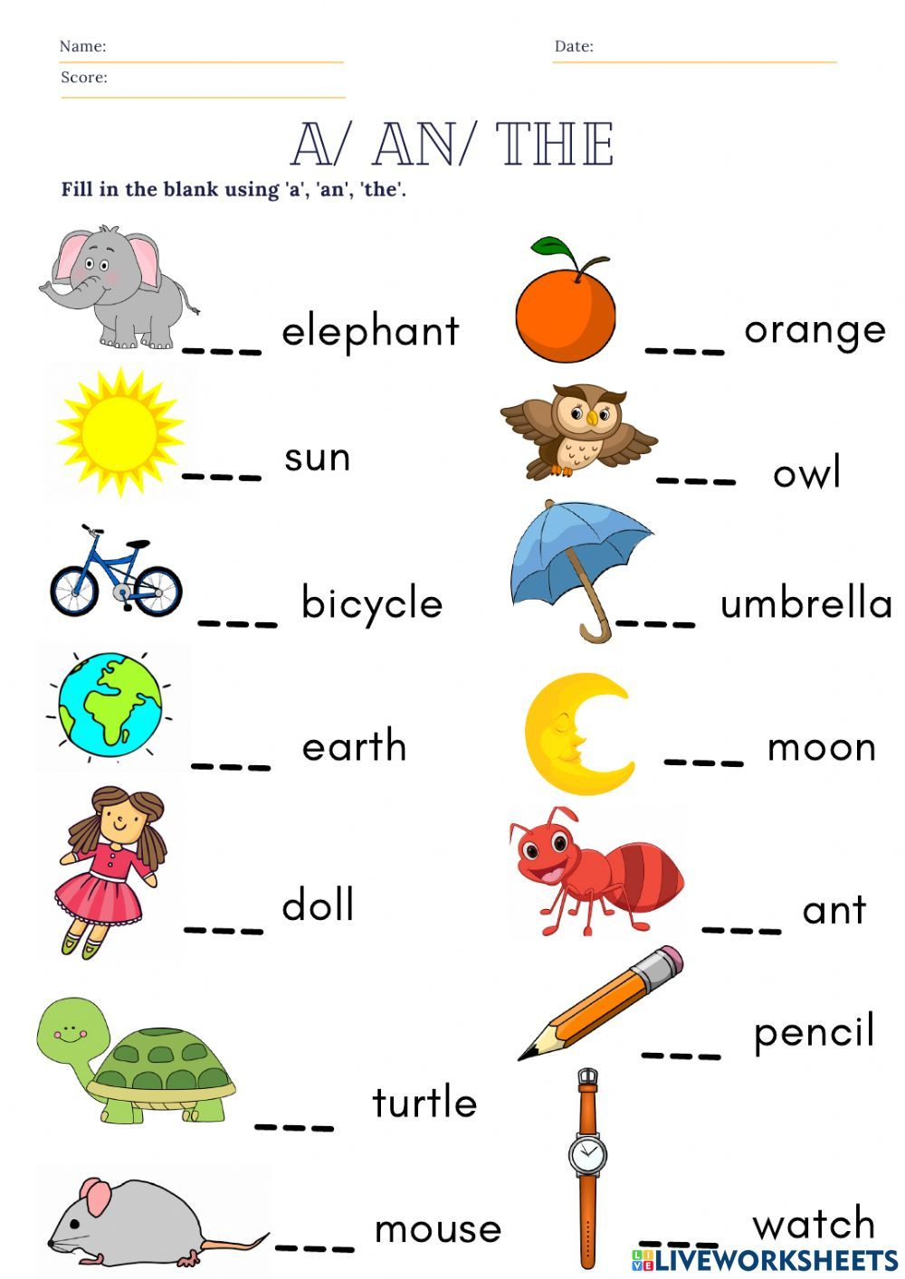 20 Grade 1 English Worksheets for Kids Grammar