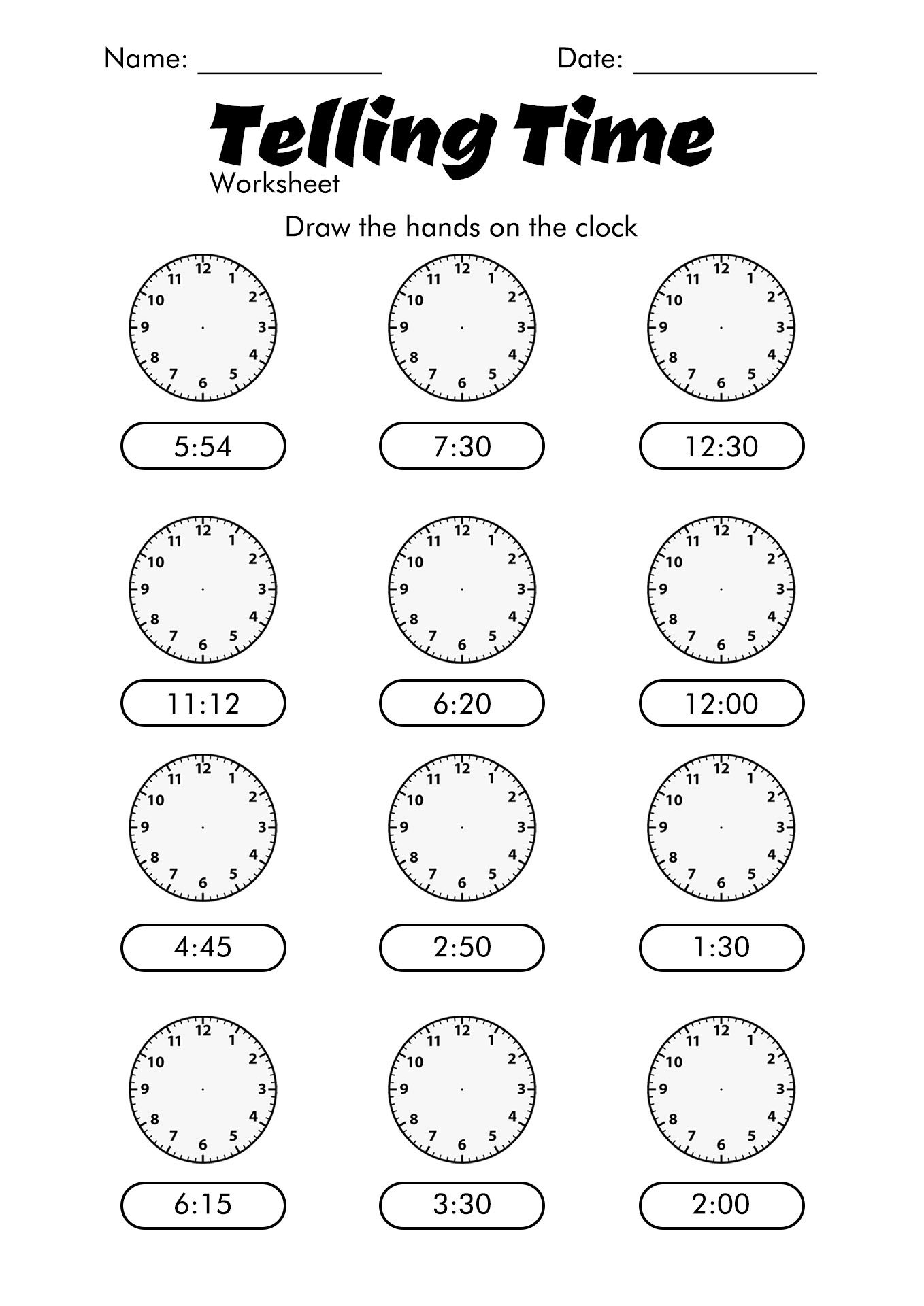 20 Grade 3 Math Worksheets Telling Time