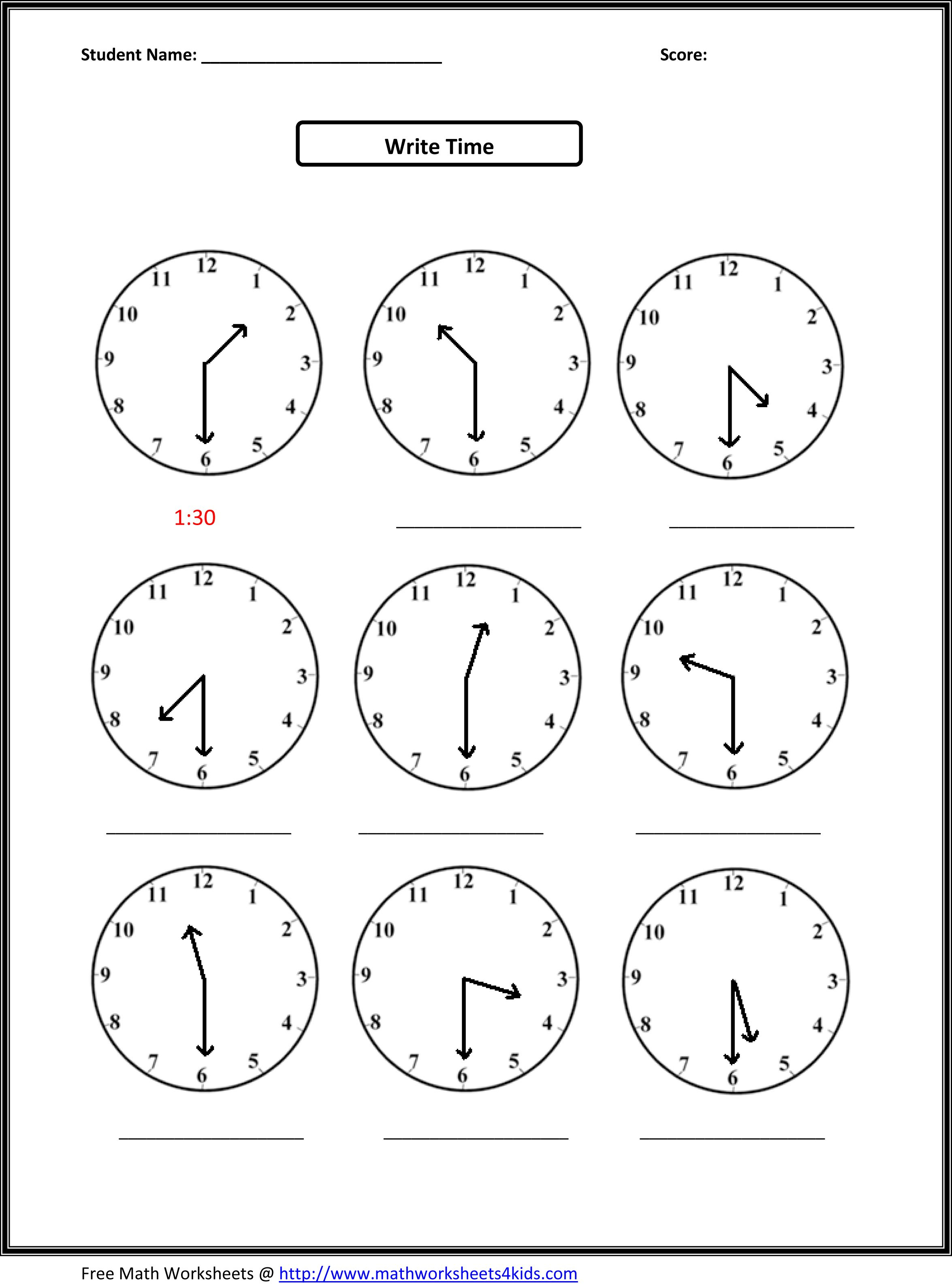 20 Grade 3 Math Worksheets Telling Time