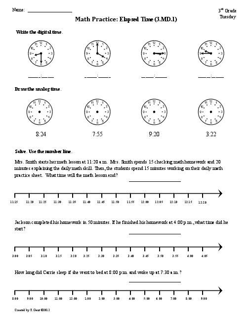 20 Grade 3 Math Worksheets Telling Time