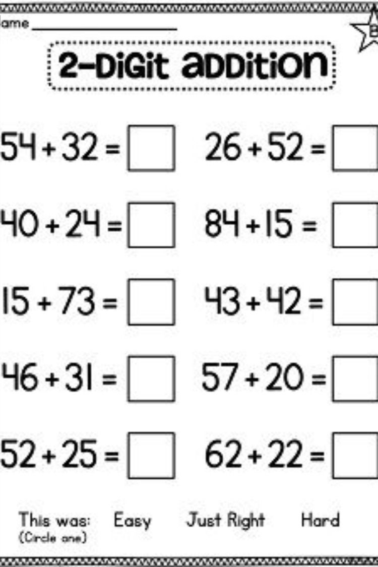 20 Horizontal Addition Worksheets Grade 2