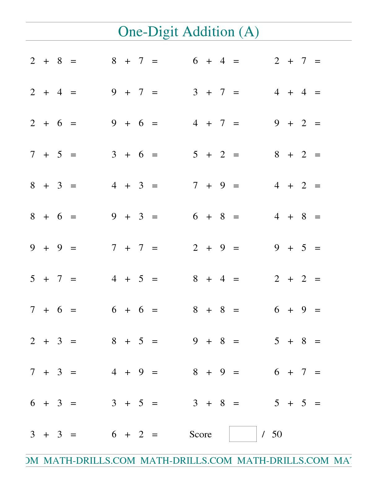 20 Horizontal Addition Worksheets Grade 2