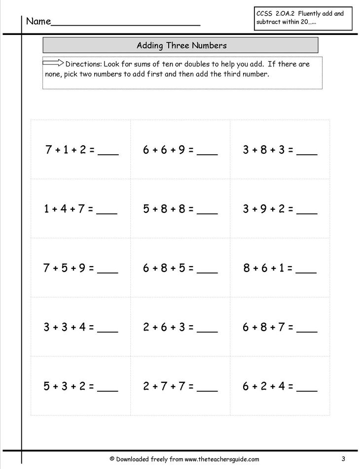 20 Horizontal Addition Worksheets Grade 2