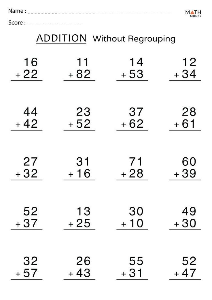 20 Horizontal Addition Worksheets Grade 2