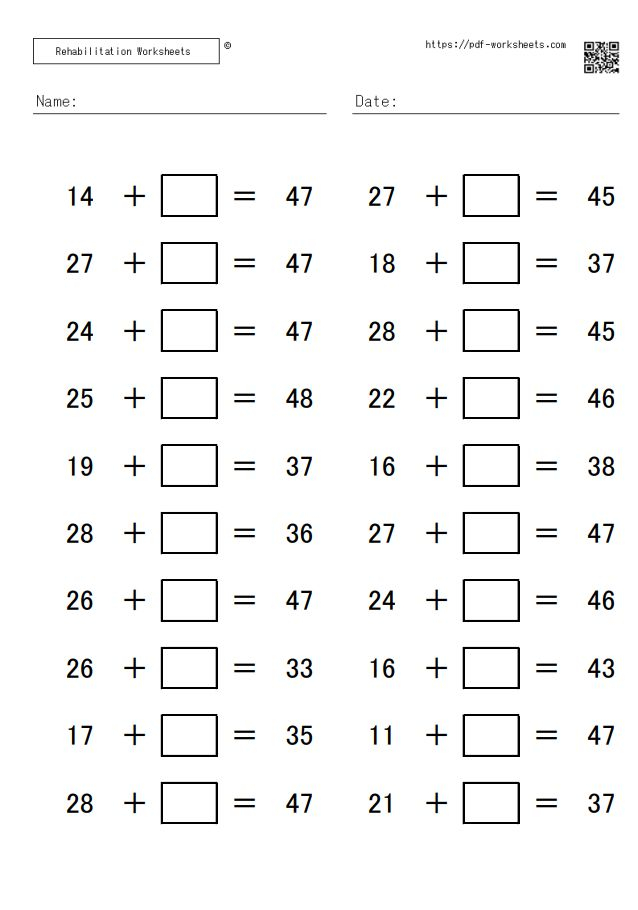 20 Horizontal Addition Worksheets Grade 2