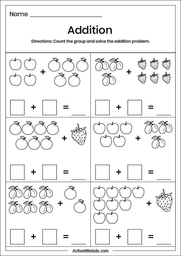 20 Kindergarten Addition Worksheets With Pictures