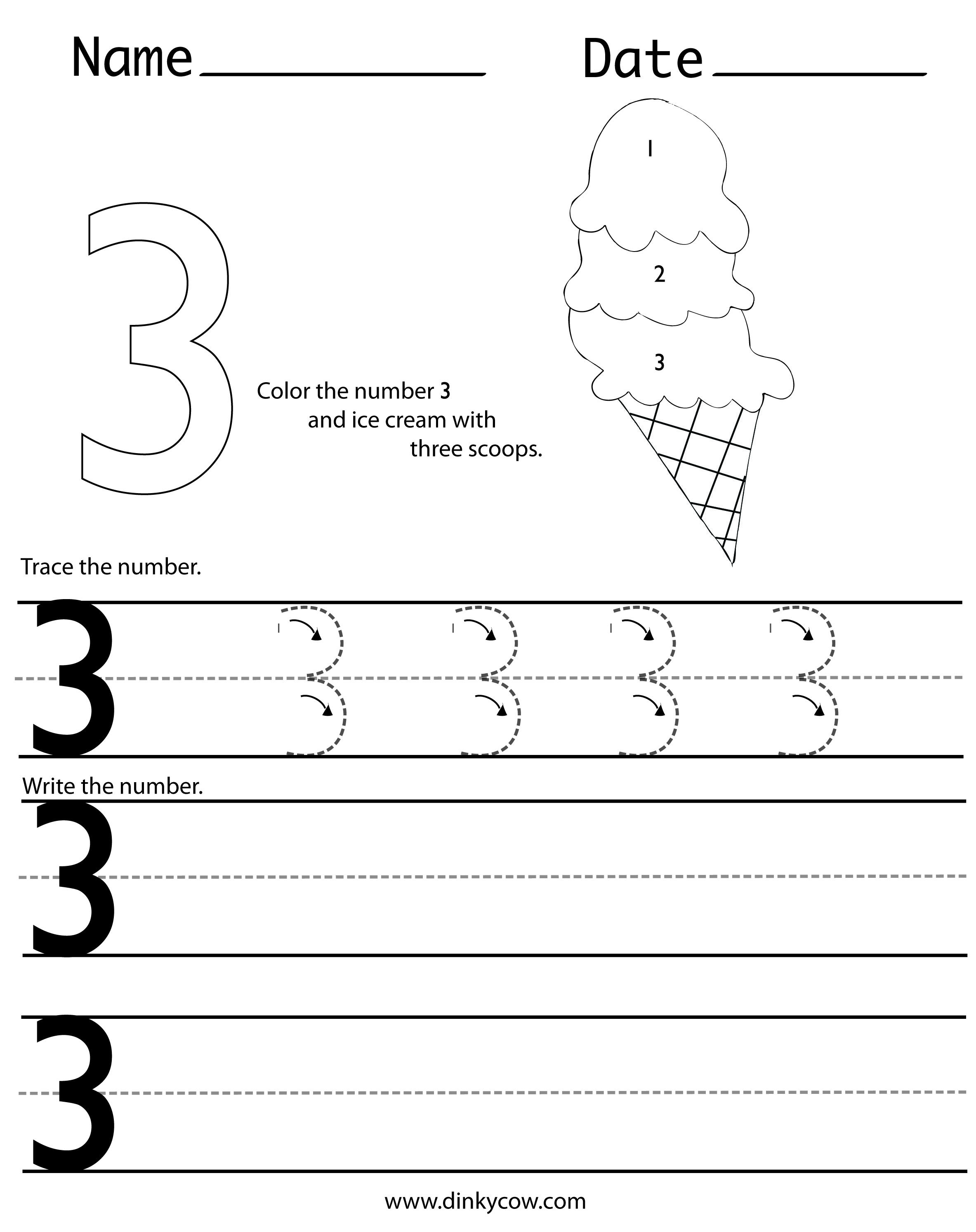 20 Kindergarten Worksheets Number 3 20 Kindergarten Worksheets Number 3