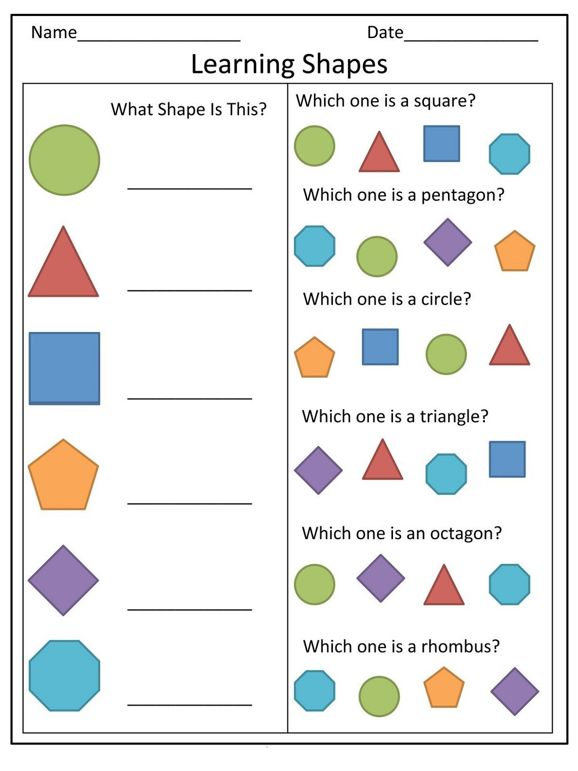 20 Kindergarten Worksheets On Shapes