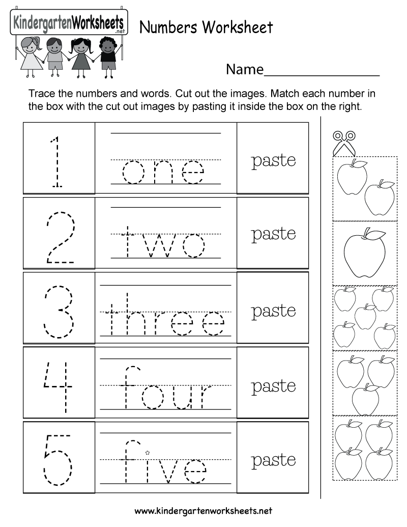 20 Math Kindergarten Worksheets 1-5