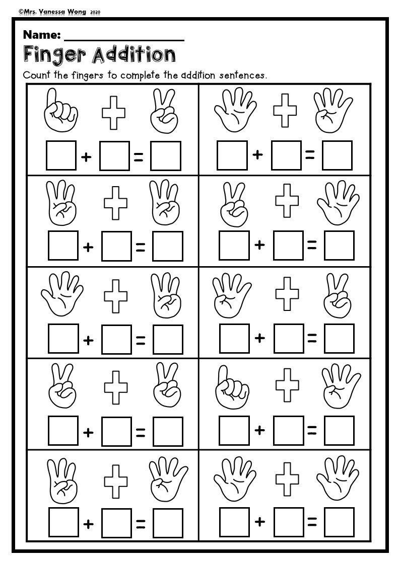 20 Math Kindergarten Worksheets 1-5