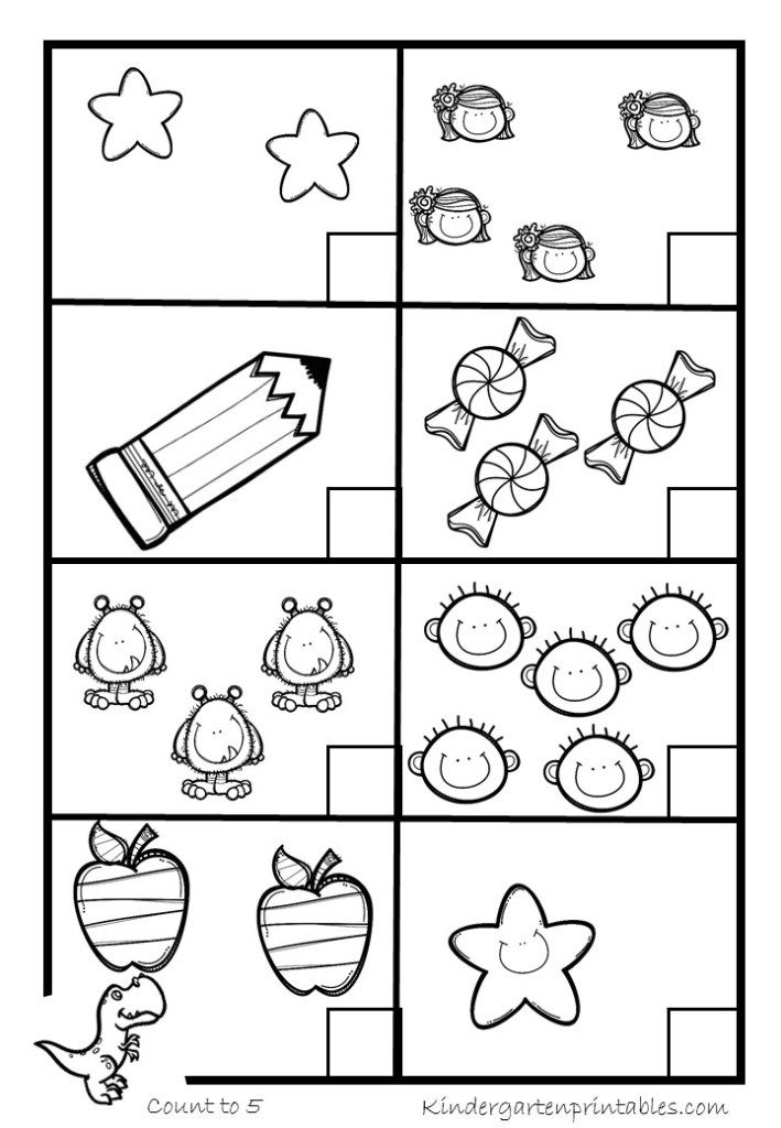 20 Math Kindergarten Worksheets 1-5