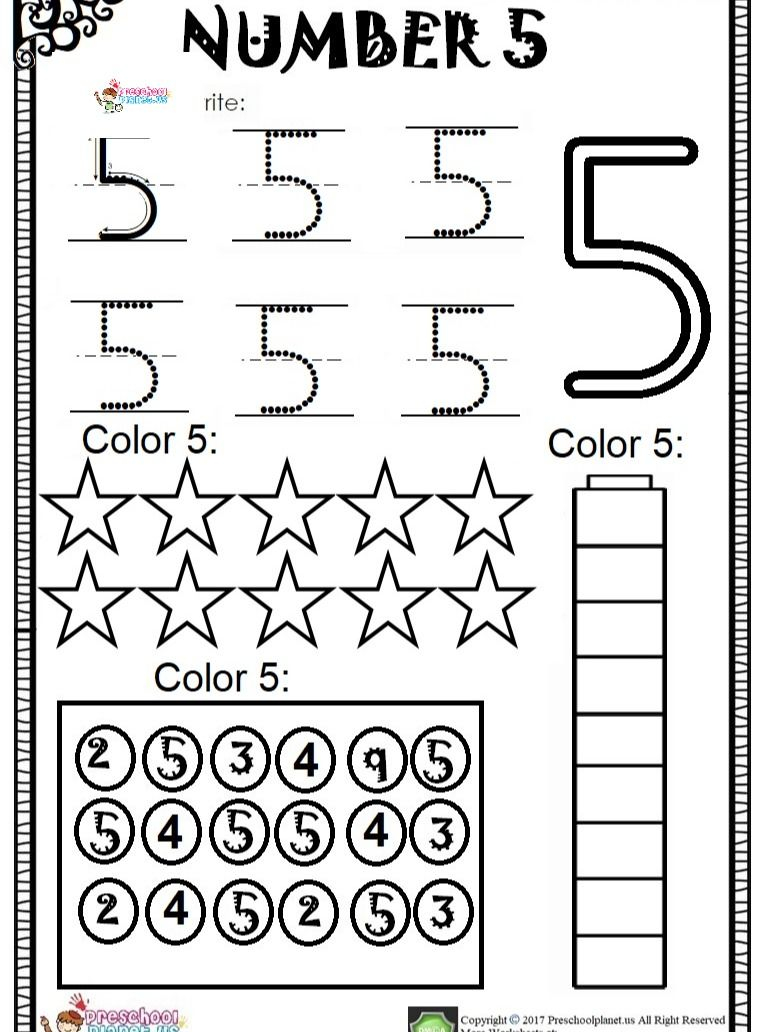 20 Math Kindergarten Worksheets 1-5