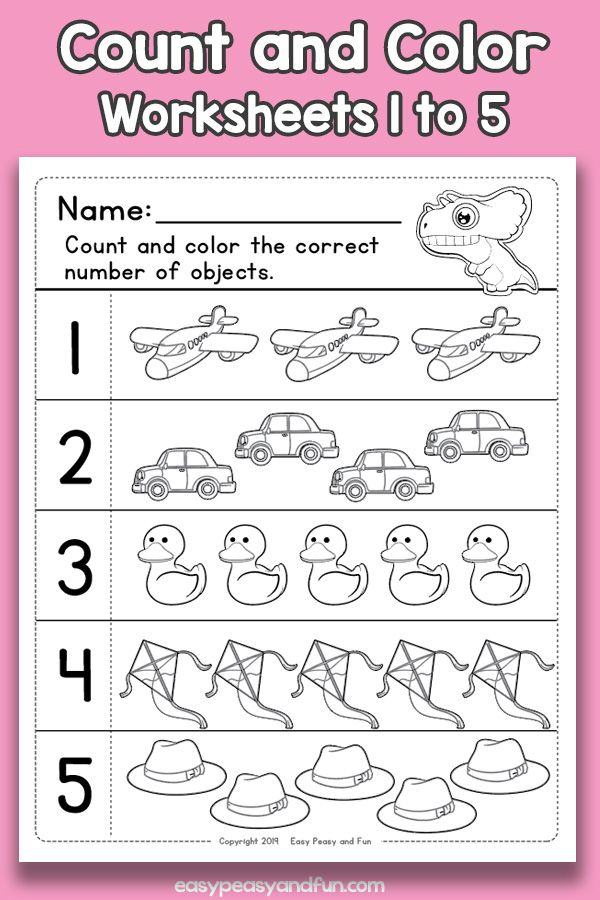 20 Math Kindergarten Worksheets 1-5