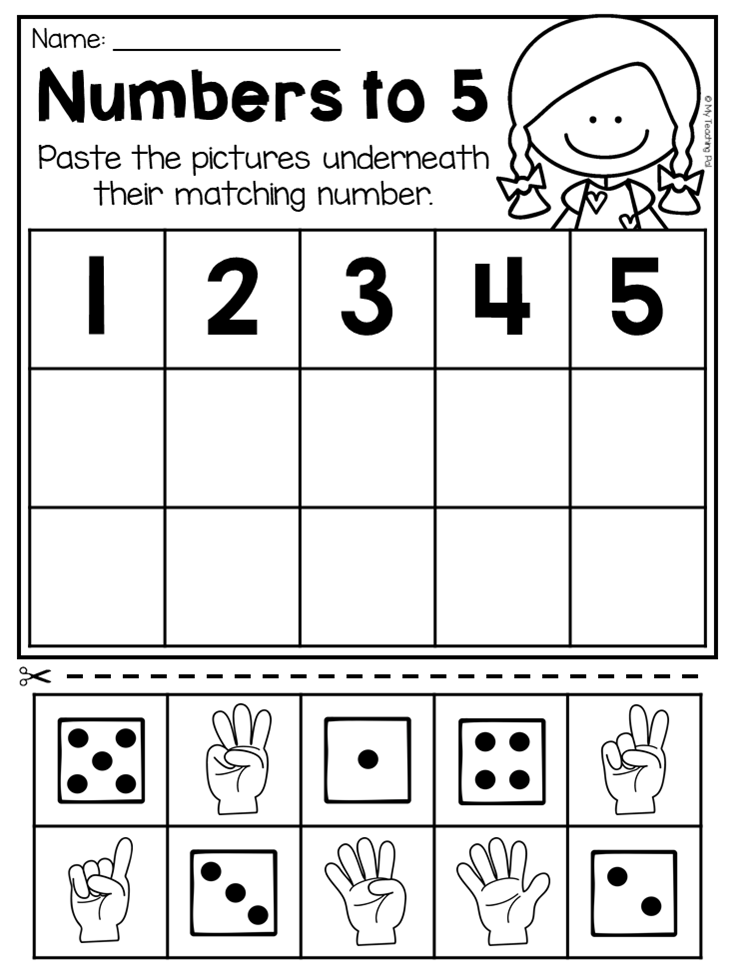 20 Math Kindergarten Worksheets 1-5