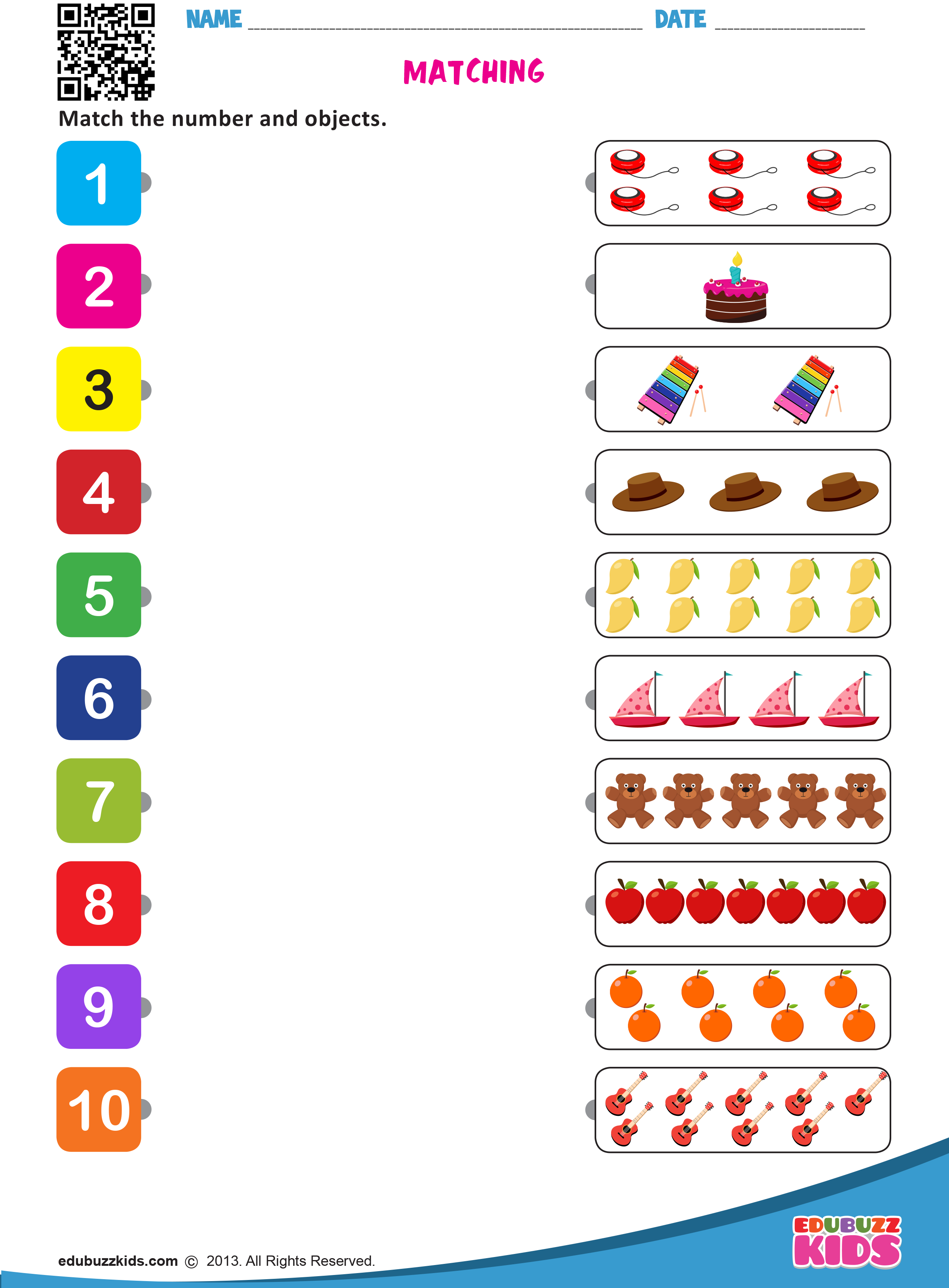 20 Math Kindergarten Worksheets 1-5