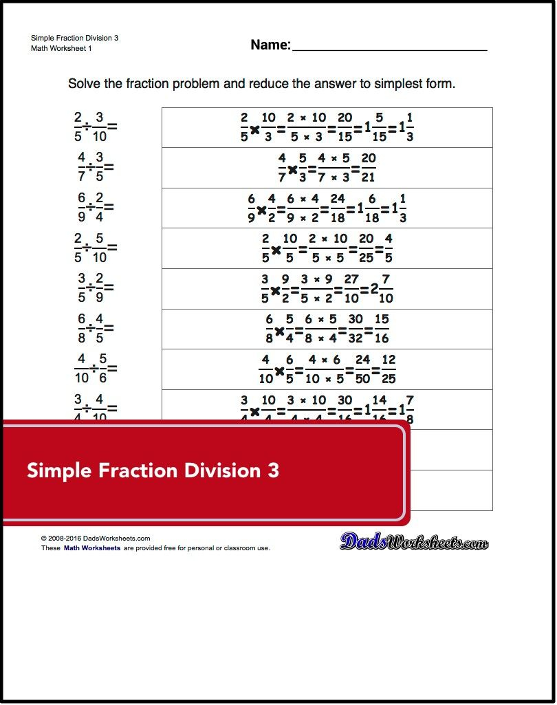 20 Math Worksheets Dividing Fractions