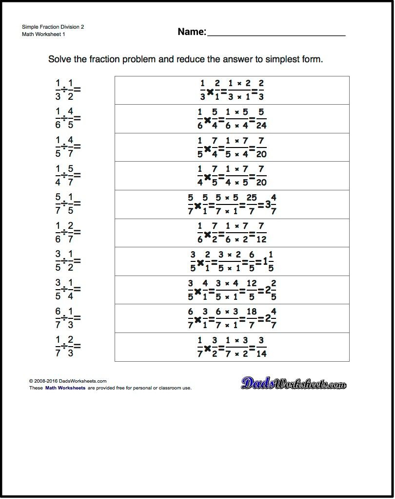 20 Math Worksheets Dividing Fractions