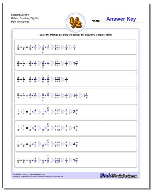 20 Math Worksheets Dividing Fractions