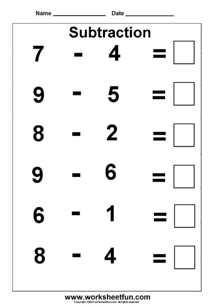 20 Math Worksheets For Grade 1 Subtraction Practice
