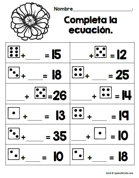 20 Math Worksheets In Spanish