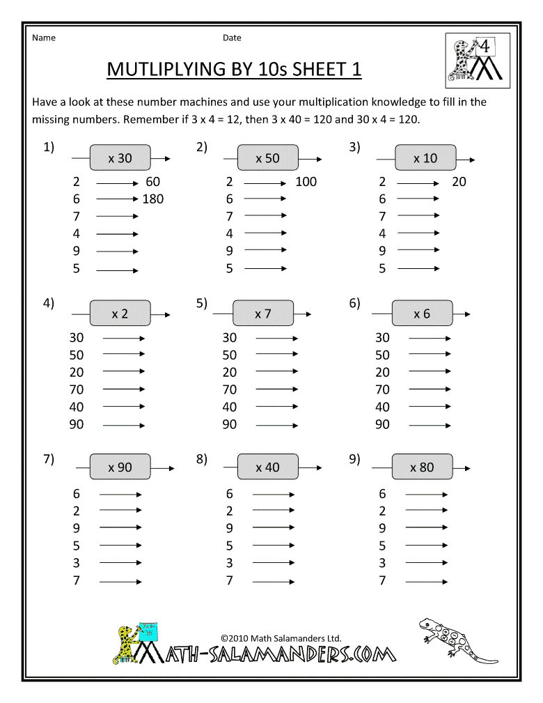 20 Multiplication Worksheets 4Th Grade With Answer