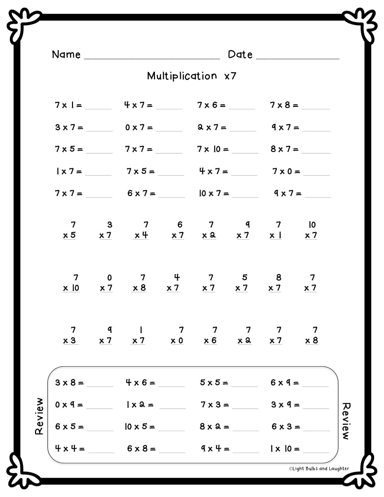 20 Multiplication Worksheets 4Th Grade With Answer