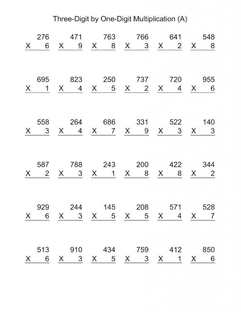 20 Multiplication Worksheets 4Th Grade With Answer