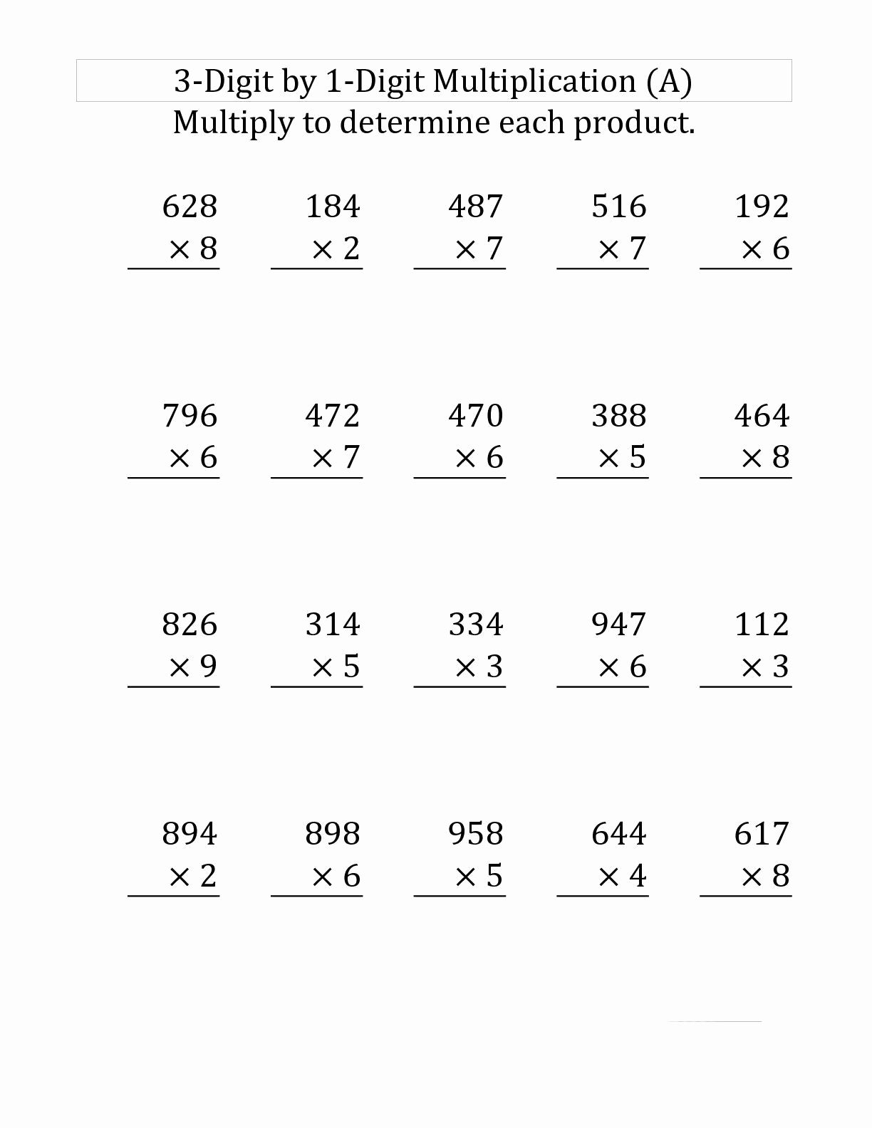 20 Multiplication Worksheets 4Th Grade With Answer