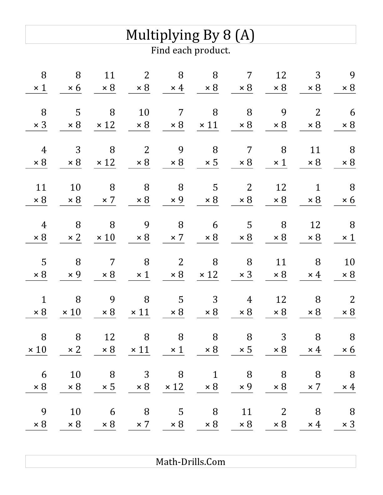 20 Multiplication Worksheets Grade 8