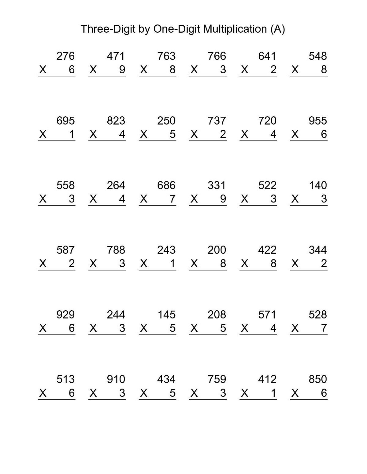 20 Multiplication Worksheets Grade 8