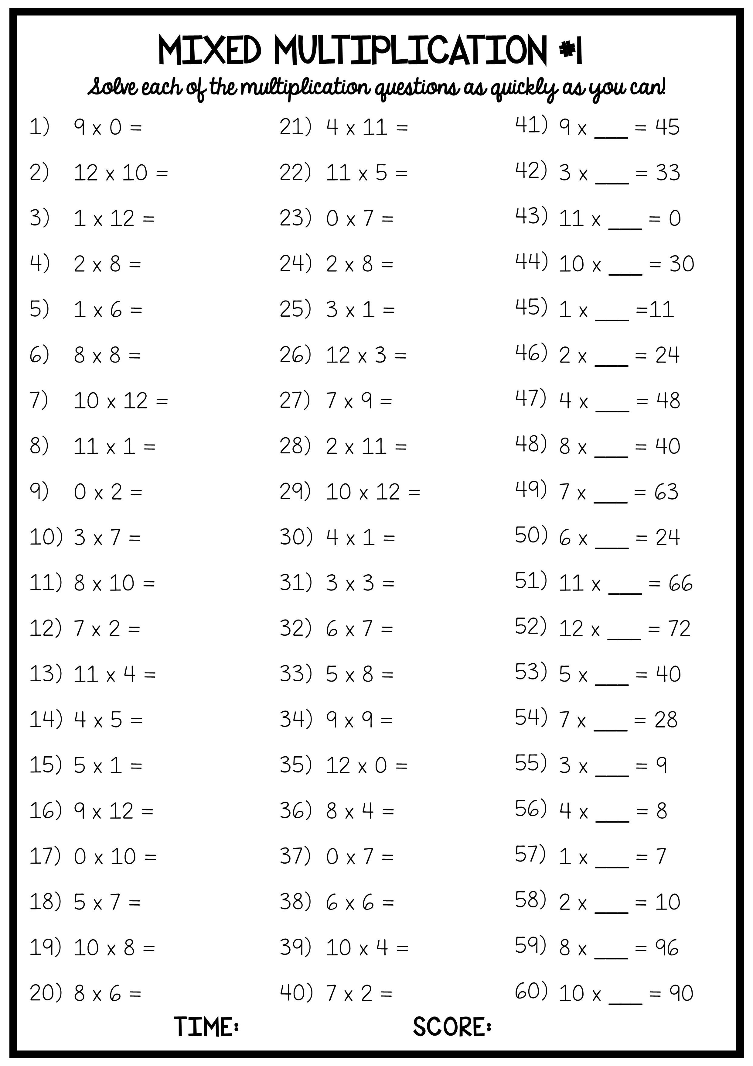 20 Multiplication Worksheets Grade 8