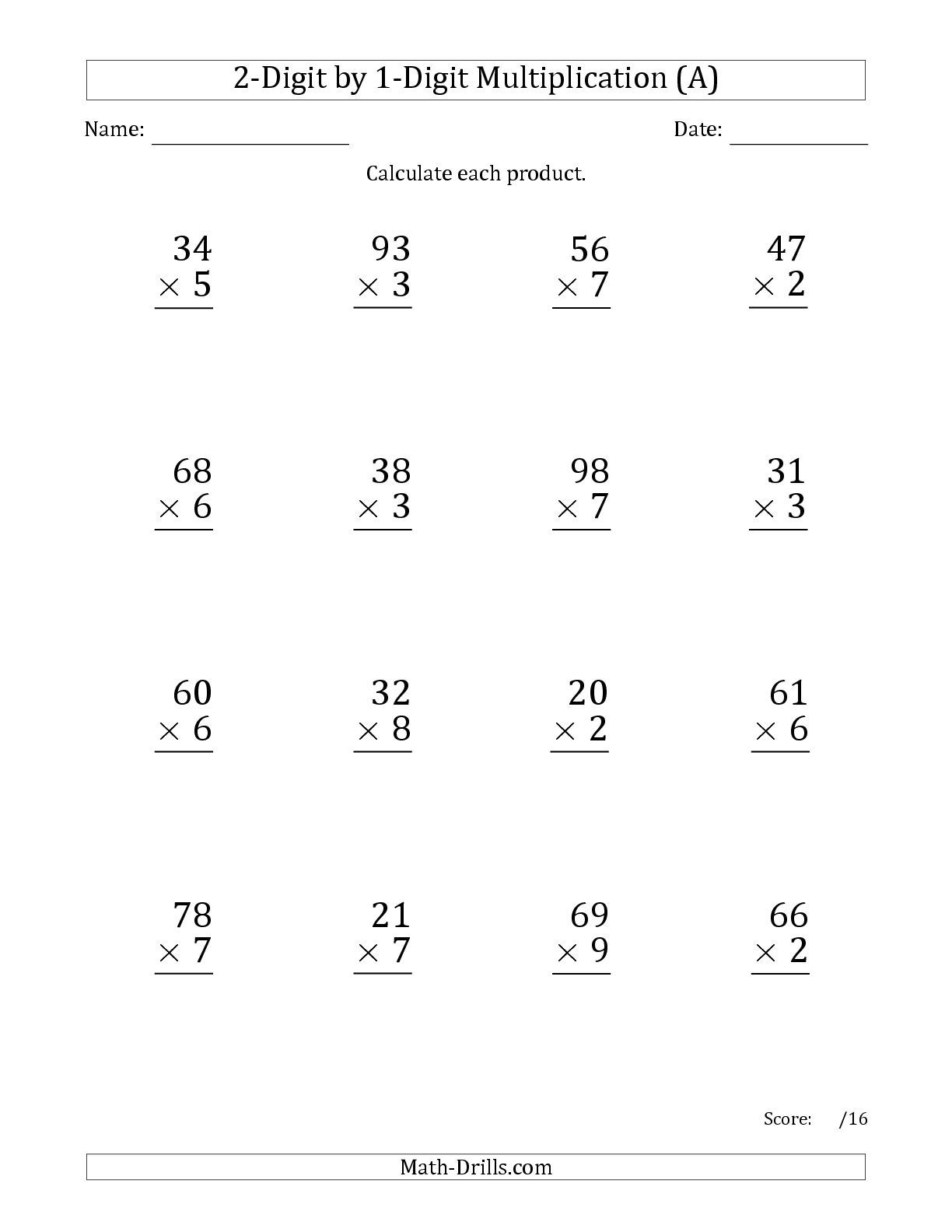 20 Multiplication Worksheets Grade 8