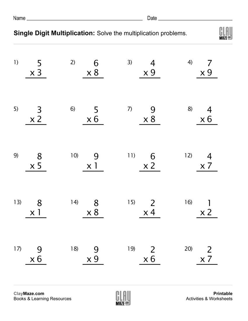 20 Multiplication Worksheets Grade 8