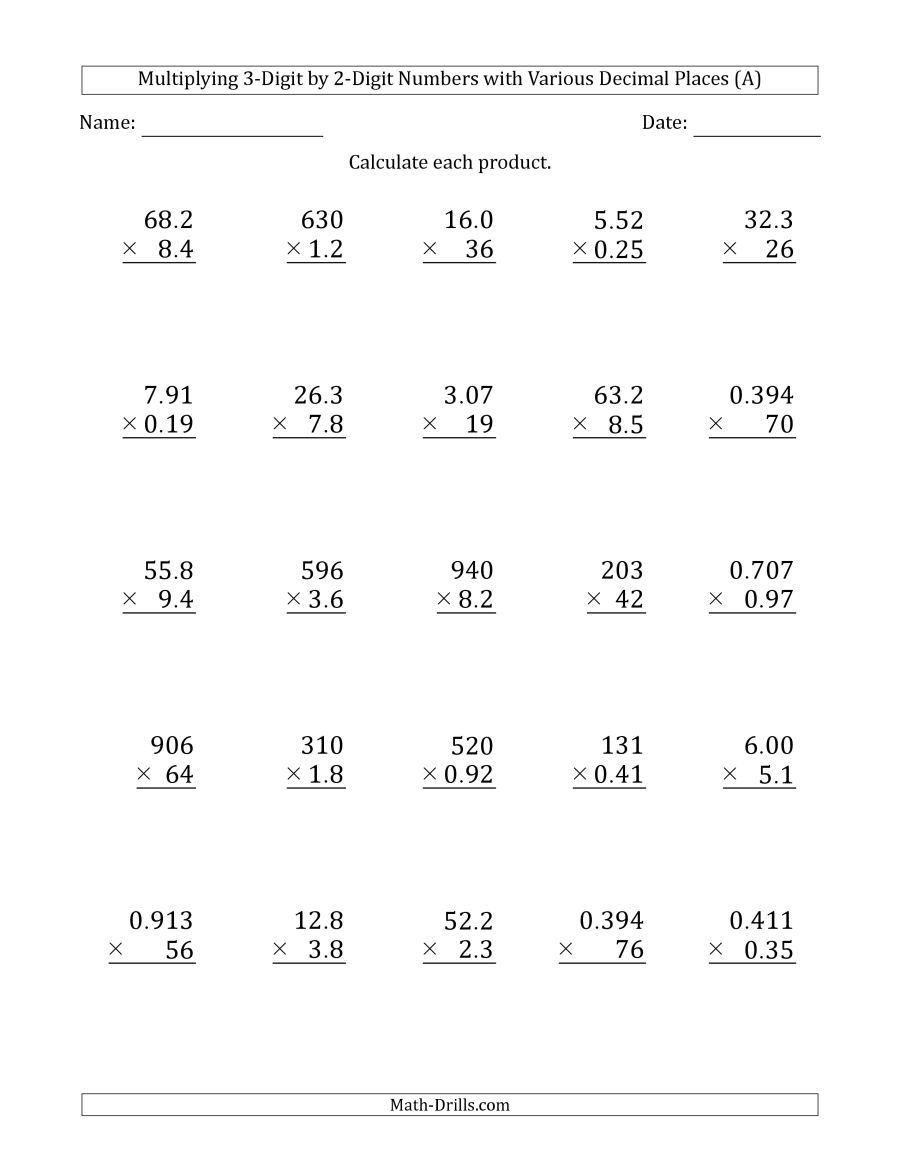 20 Multiplication Worksheets Grade 8