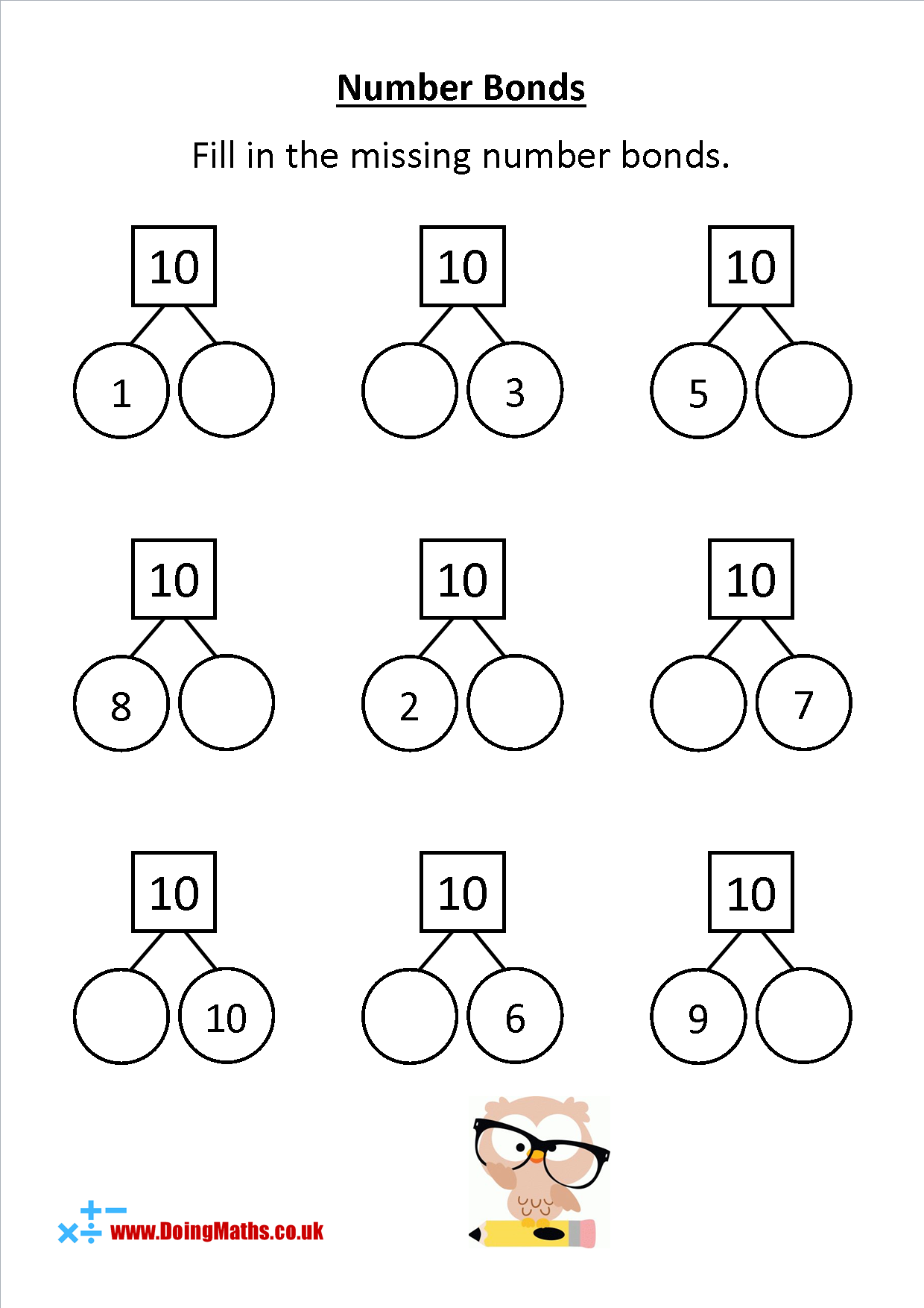 20 Number bonds worksheets to 20 free Download